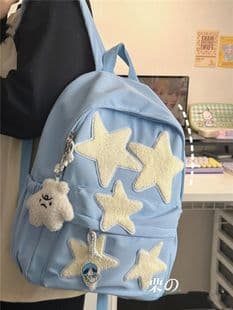 Japanese Cute Star Backpack for Women, Ins Versatile College Student School Bag, High School Backpack