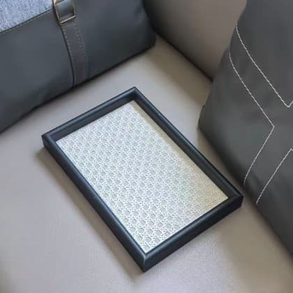Classic Retro Style Black Frame Wooden Leather Tray Home Living Room Bedroom Square Jewelry and Collectible Storage Tray