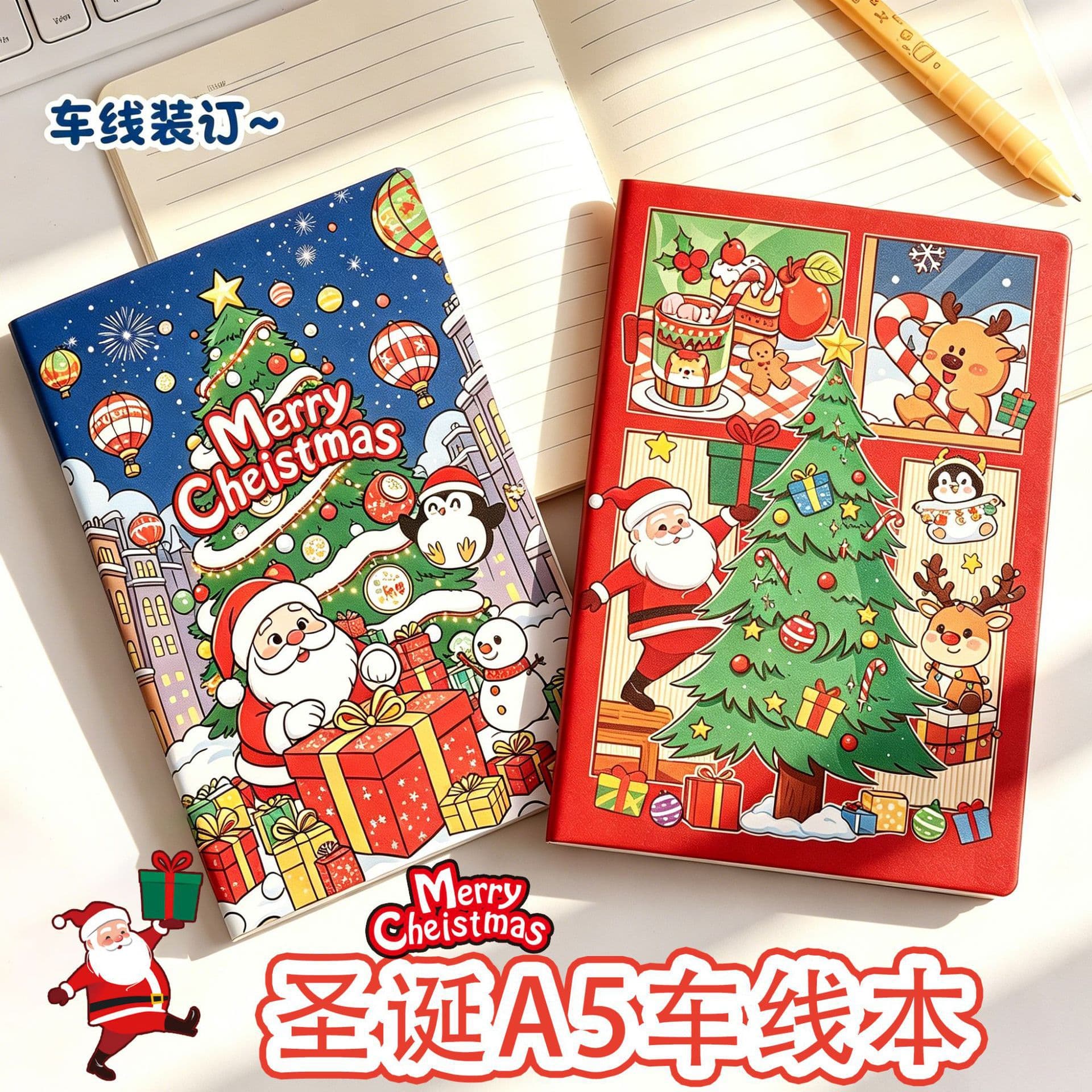 Christmas A5 car line notebook cute Christmas tree elk notebook notepad diary student reward small gift