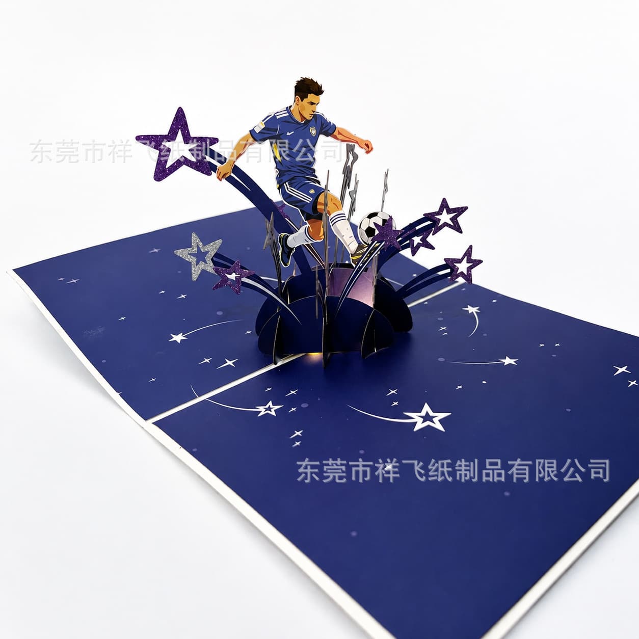 New Cross-Border 3D World Cup Greeting Card with Lights and Music Pop-Up Football Theme Holiday Card