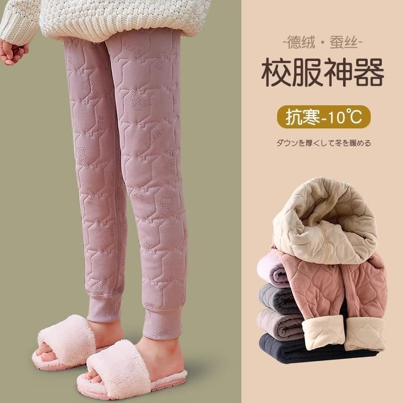 School Uniform Magic Inner Layer Children's Thermal Pants Winter Fleece Pants Boys Girls Cotton Pants Leggings Fleece-Lined Thickened Thermal Pants