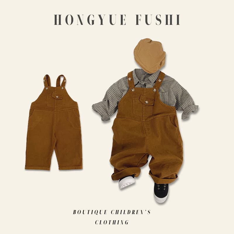 Retro Hong Kong Style Children's Overalls Spring Autumn Korean Version Washed Woven Overalls Unisex Baby Pants Cotton High Waist