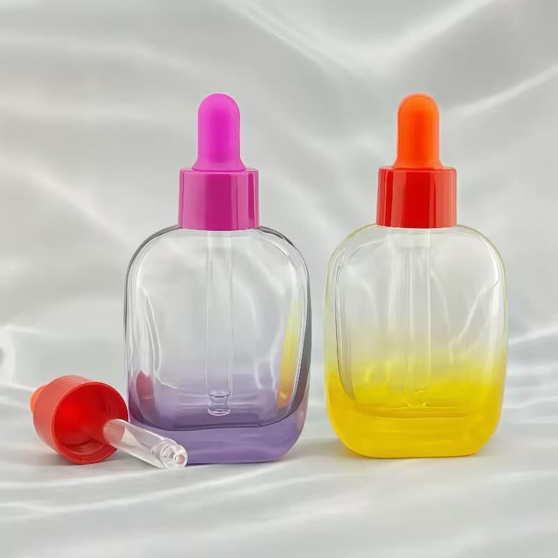 Cross-border hot new product 30ml flat square essence bottle glue tip dropper transparent glass sub-bottle essential oil bottle wholesale