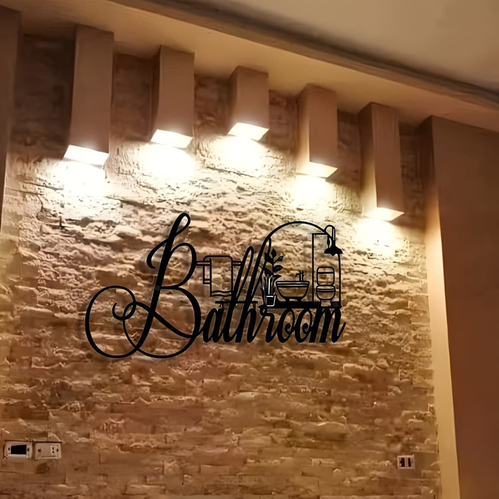 Cross-Border Hot Selling Bathroom Toilet Decorative Craft Creative Metal Iron Hanging Wall Decor