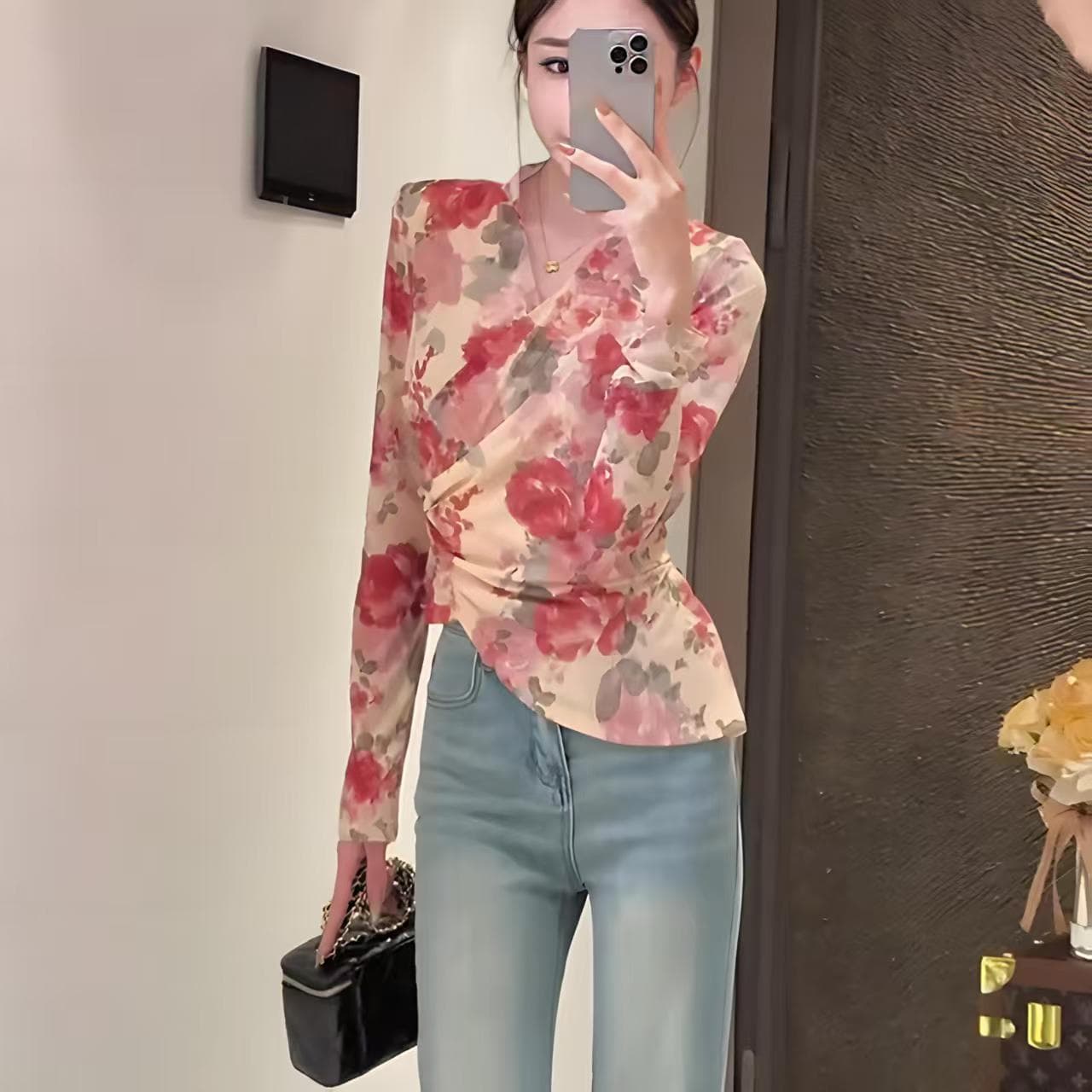 Sun Protection Floral Mesh Base Layer Top for Women, Summer Long Sleeve Slim Fit Breathable Ice Silk T-Shirt, Trendy Cropped Crop Top