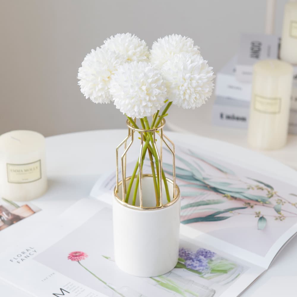 Single-headed dandelion wedding simulation bouquet, artificial flower, cross-border plant silk flower decoration, flower arrangement ornament.