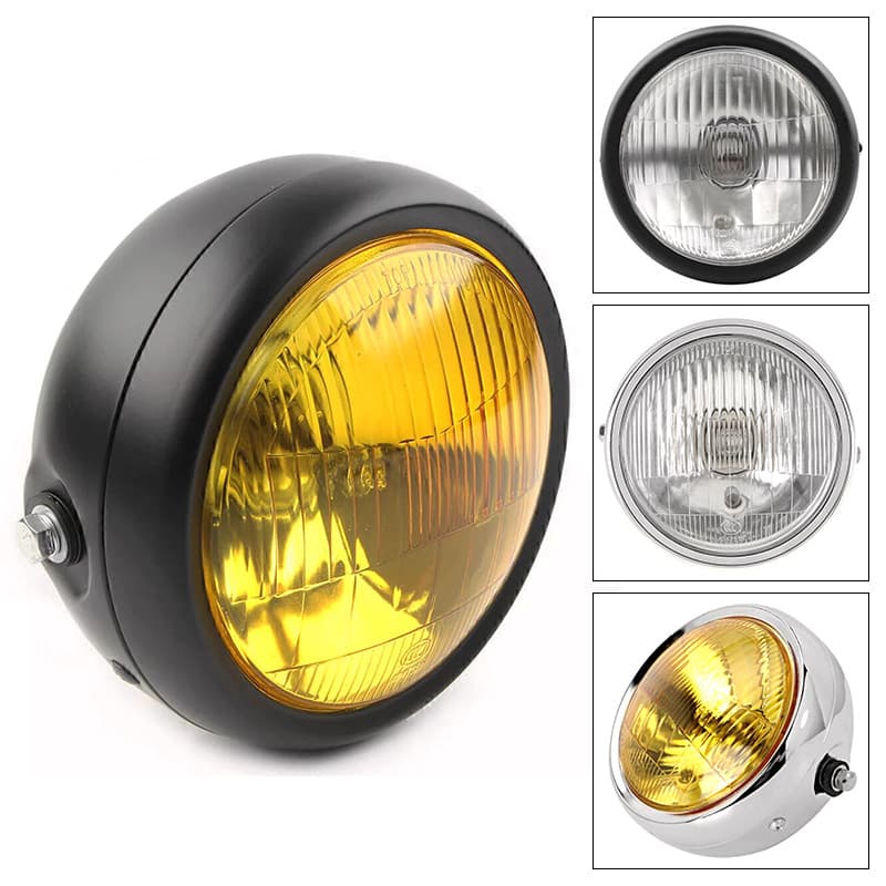CG125 GN125 Retro Motorcycle Side Mount 6.5-Inch Metal Shell Headlight