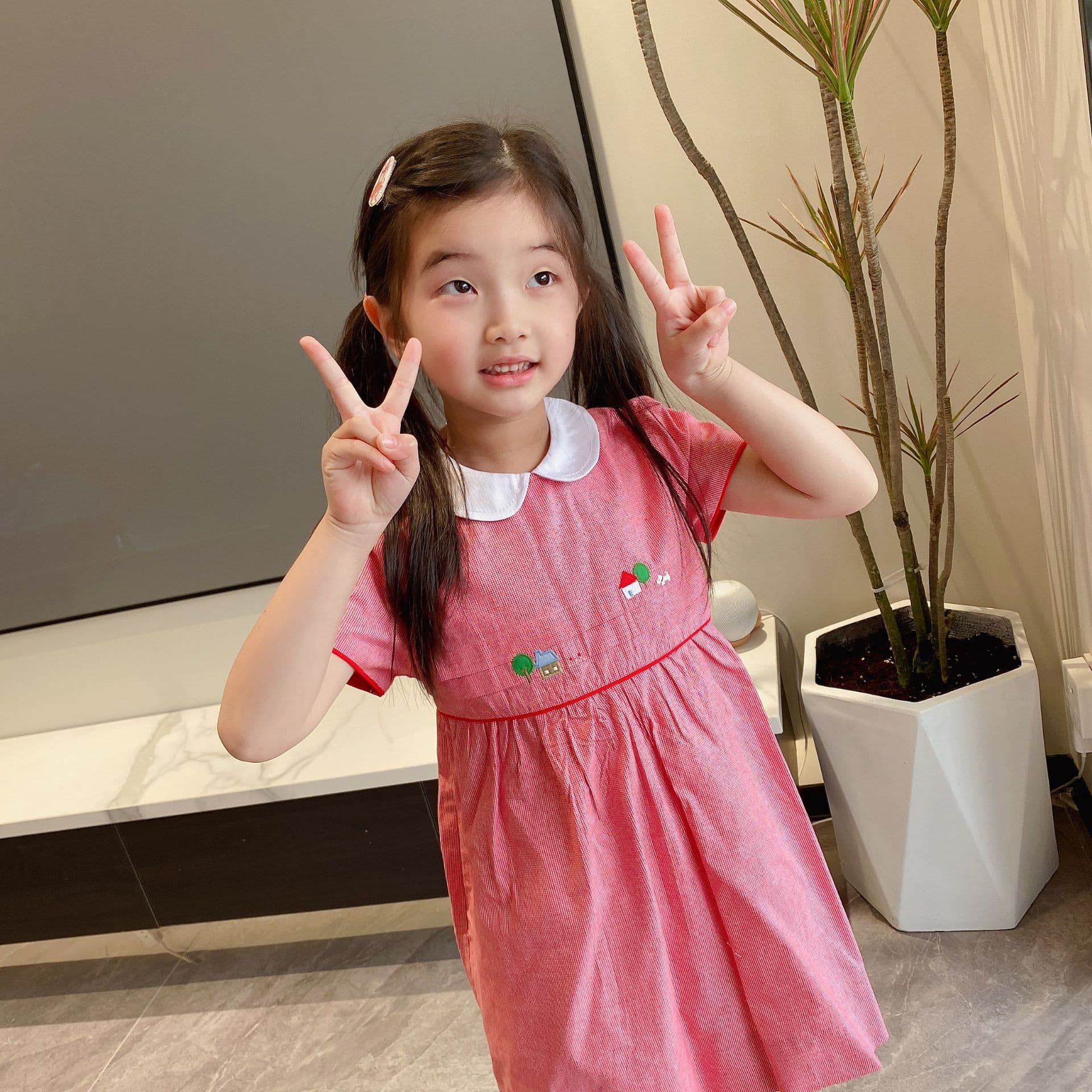 Girls Short Sleeve Dress 2026 Spring Summer New Children Clothing Princess Dress Stylish Kids Cotton Skirt