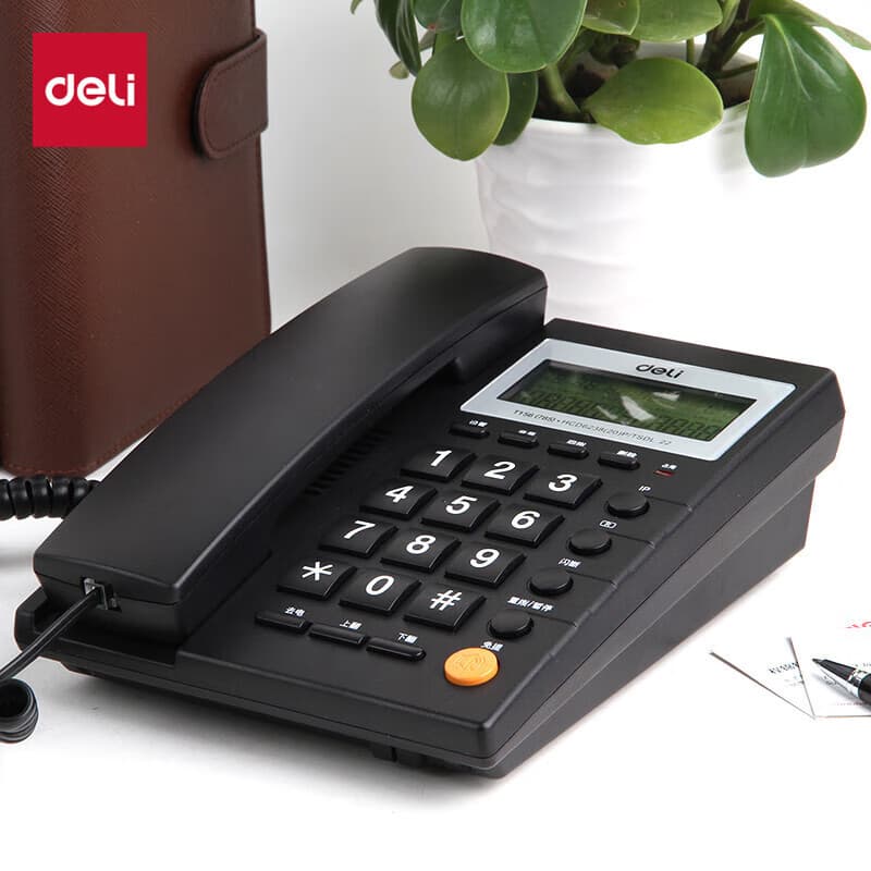 Deli 785 telephone black office desktop fixed landline caller ID wired landline one piece delivery