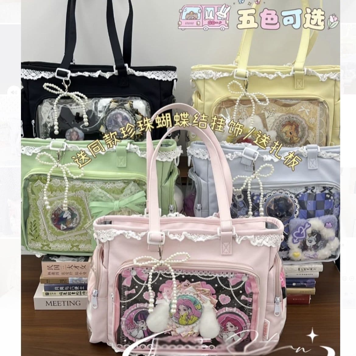 Japanese-style Clear Badge Anime Convention Ita Bag Daily Doll Bag Single Shoulder Bag Tote Bag Crossbody Bag for Female Students Commuting