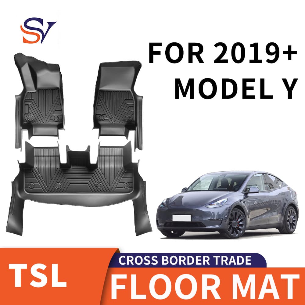 Suitable for Tesla MODEL Y 2019+ 5D full surround 100% TPE raw material car floor mat supplies