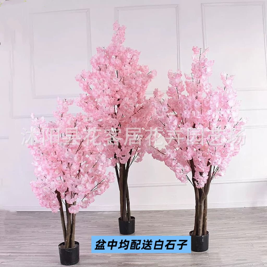 Artificial Cherry Blossom Tree, Simulation Plant for Indoor Living Room Floor Decoration, Bonsai Wishing Tree, Large Green Plant Potted Fake Flowers