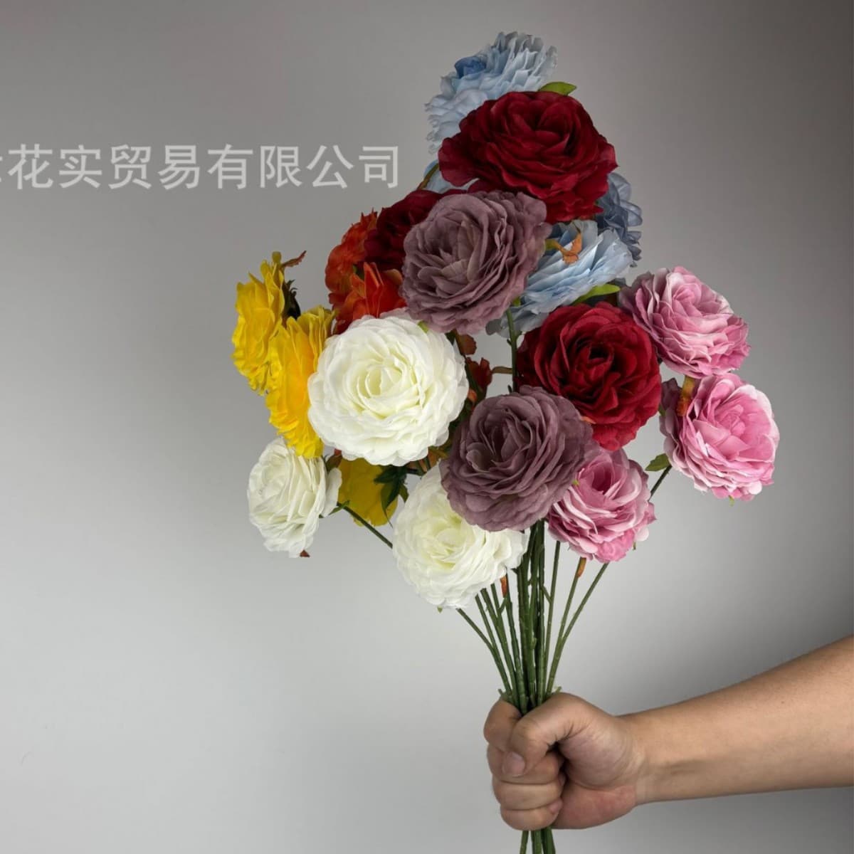 Artificial 3-Head Camellia: Wedding Decoration Flower Arrangement Waterfall Wall Artificial Flowers Wedding Decoration Setup Factory Wholesale