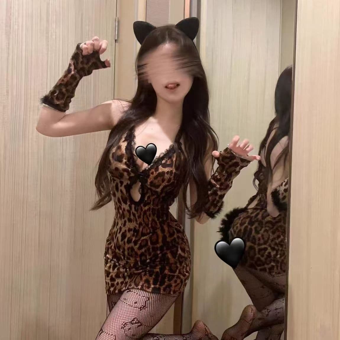 Sexy lingerie plus size pure desire cute leopard print hip skirt uniform suit no need to take off pajamas qqny opening