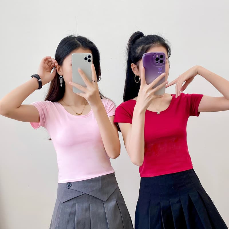 Short Sleeve T-Shirt for Women, Cropped Fitted Top, Summer New Arrival, Slim Base Layer, Sexy High-Waist Crop Tee