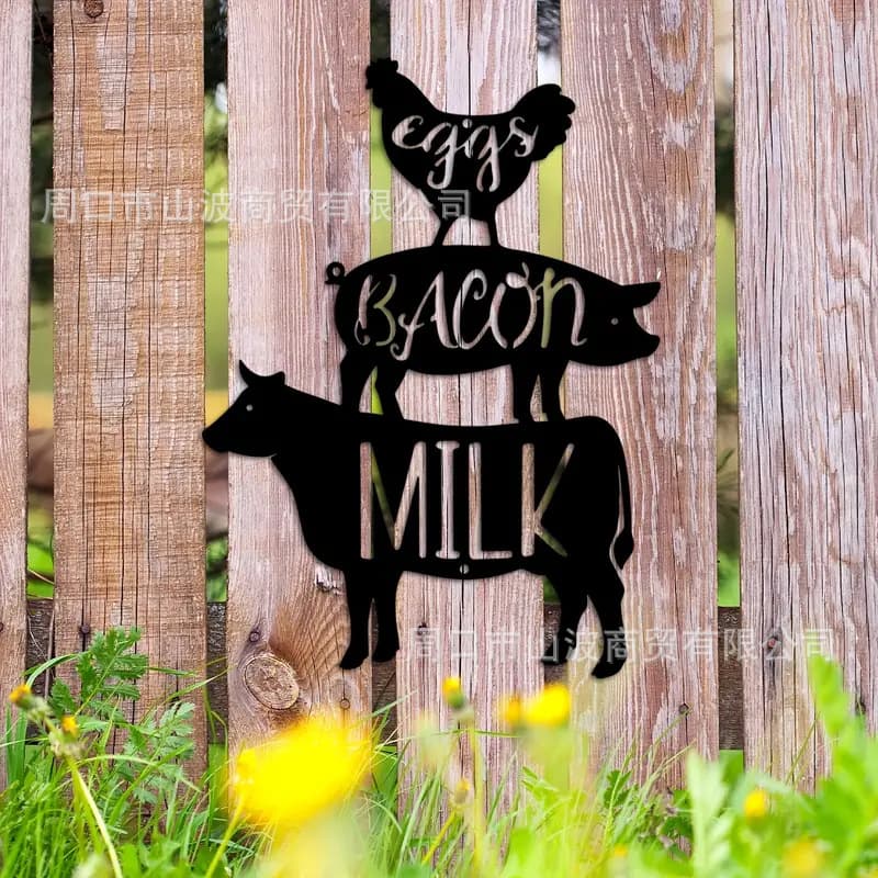 Cross-border metal animal wall/art black farm decoration/wall sign decoration/iron cow wall art sculpture logo