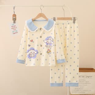 Korean Children's Spring/Autumn Homewear Set, Summer Long-Sleeve Pajamas for Girls, Casual Loungewear, Wholesale Girls' Clothing