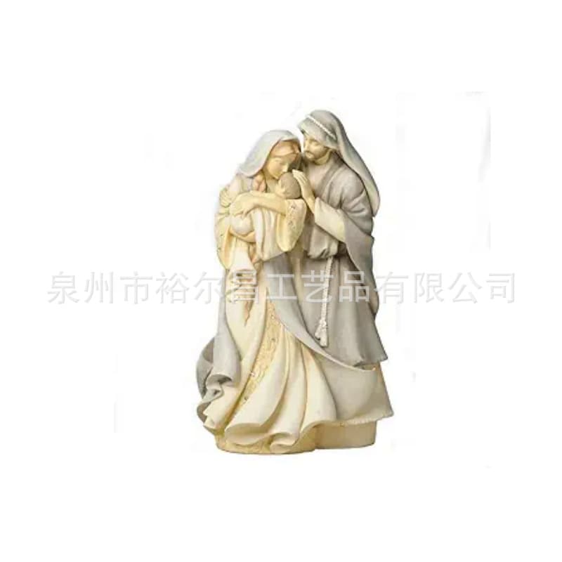 Resin Figurine Statue of a Family of Three with Newborn Baby Decorative Craft Statue