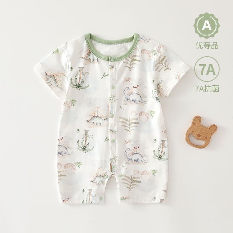 Baby Summer Clothes, Short-Sleeved Thin Antibacterial Half-Sleeve Air-Conditioned Outfit, Ice-Feel Super Cute One-Piece Clothing