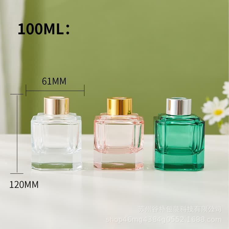 Gupu New 100ML Color Gradient Square Angular Glass Bottle Household Flameless Aromatherapy Bottle with Lid