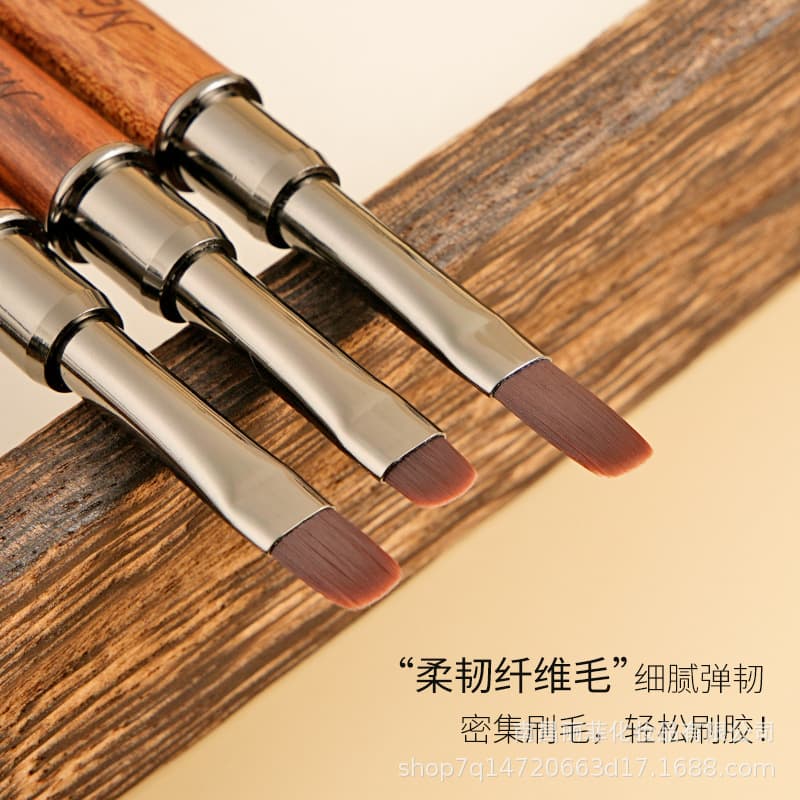 New Nail Art Sandalwood Dual-End Brush Gel Construction Special Pen Sandalwood Liner Painting Brush Long Short Square Round Construction Brush