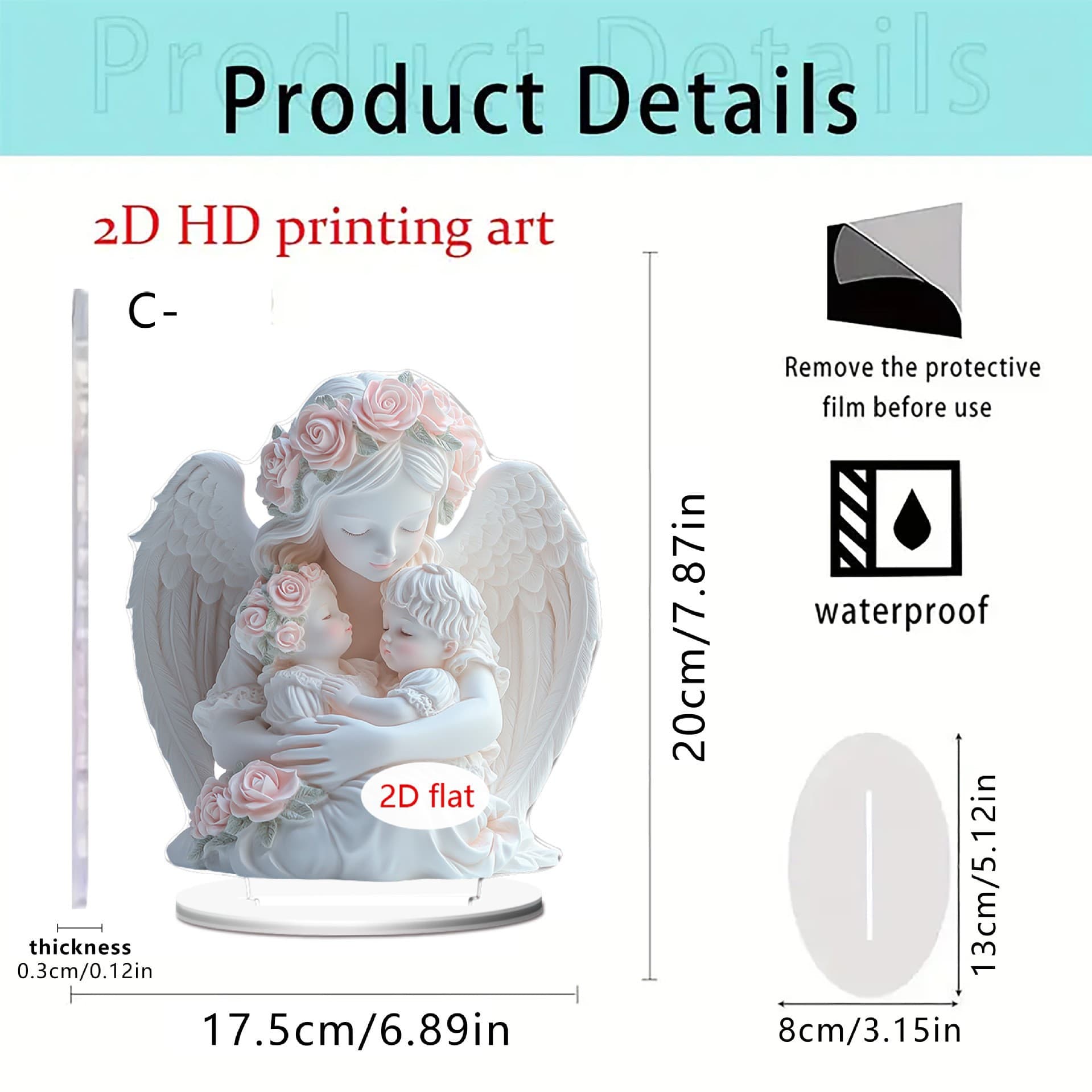 Cross-border Mother's Day flat acrylic moon-shaped ornaments mother gift angel maternal love theme desktop ornaments