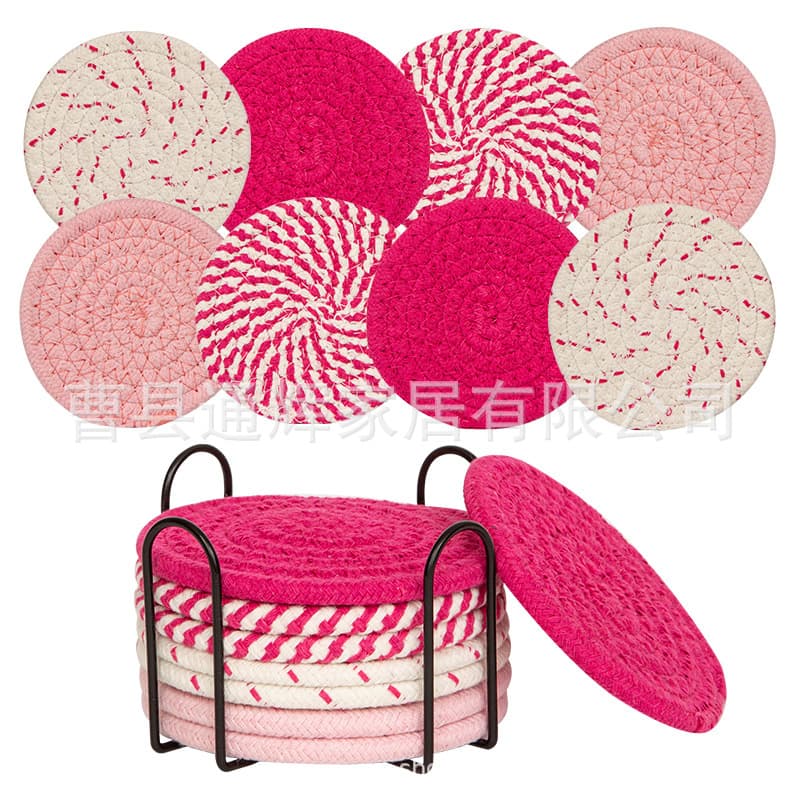 Tea set Nordic cotton placemat casserole mat kitchen table thickened insulation mat round mat woven tea coaster tea mat