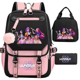 Kpop Hunter Witch Girl Movie Peripheral Printed Backpack Bag Lunch Bag Pencil Case Student 3-Piece Set Backpack