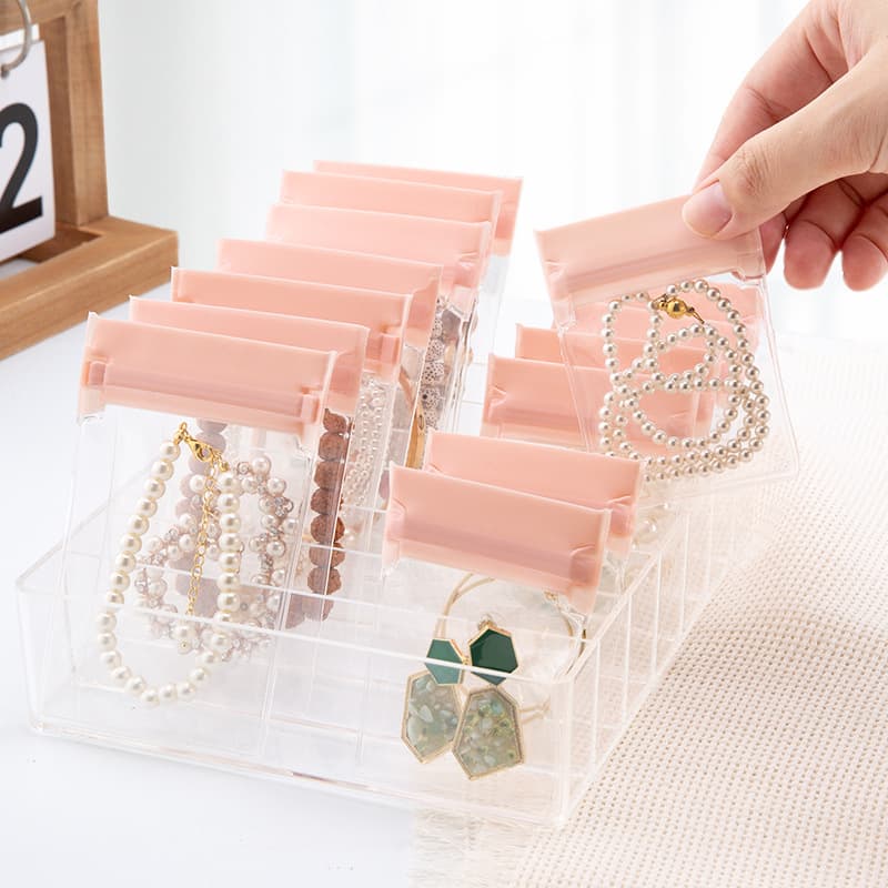 Jewelry Bag EVA Pink Jewelry Sealed Bag Anti-dust and Anti-oxidation Earrings Ring Toy Bracelet Necklace Storage Bag