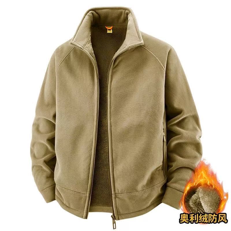 Cross-border Austrian fleece jacket men's autumn and winter plus velvet thickened stand collar fleece jacket outdoor loose casual polar fleece jacket