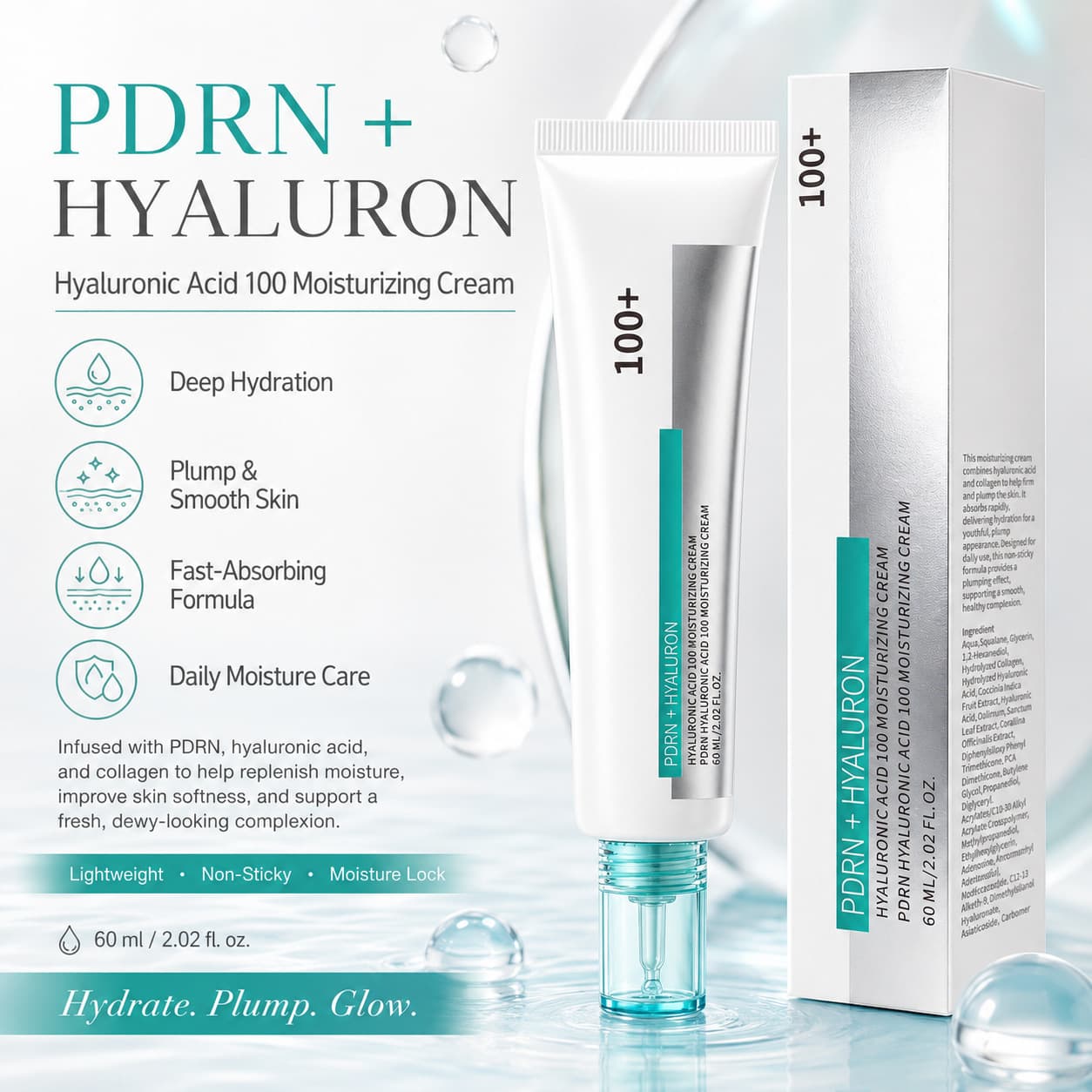 Cross-border Hyaluronic Acid Cream PDRN+Hyaluronic Acid 100 Moisturizing Cream