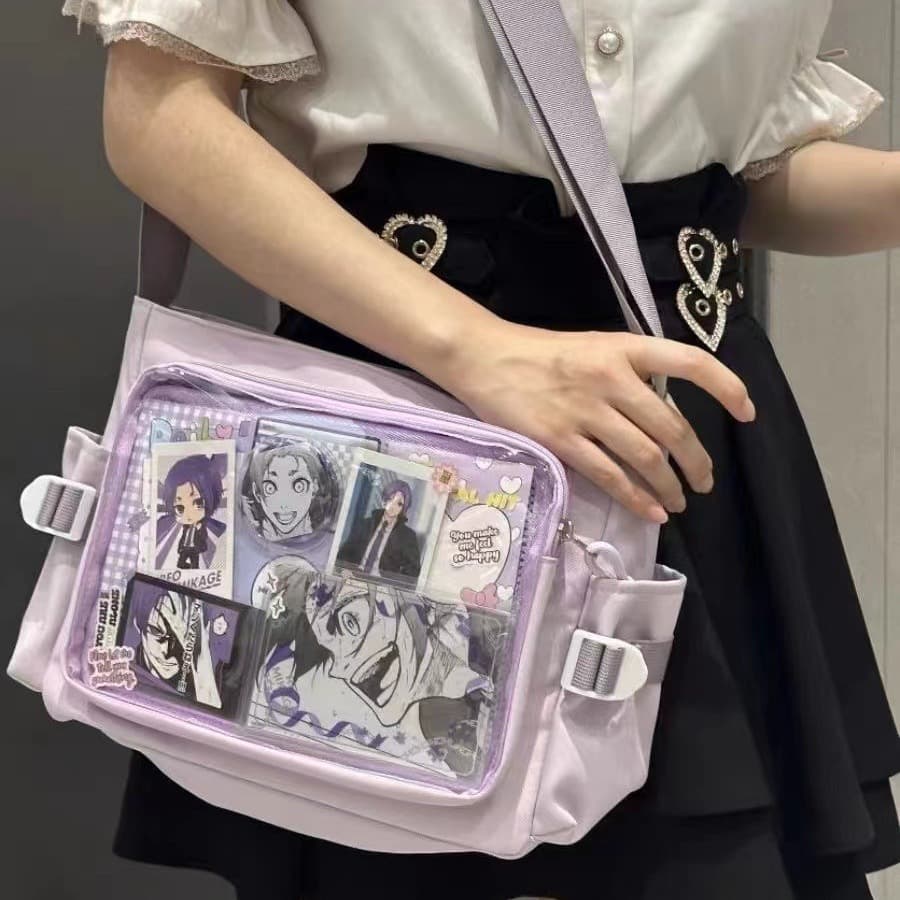 Kawaii Japanese Style Transparent B Bubble Single Shoulder Bag for School Book Bag Large Capacity Casual Pain Bag Women's Fashion