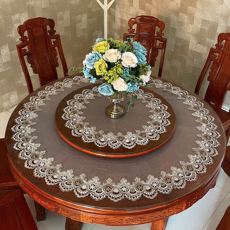 European-style large round table tablecloth table and chairs round home dining Chinese-style small tablecloth coffee table cover lace dining table mat
