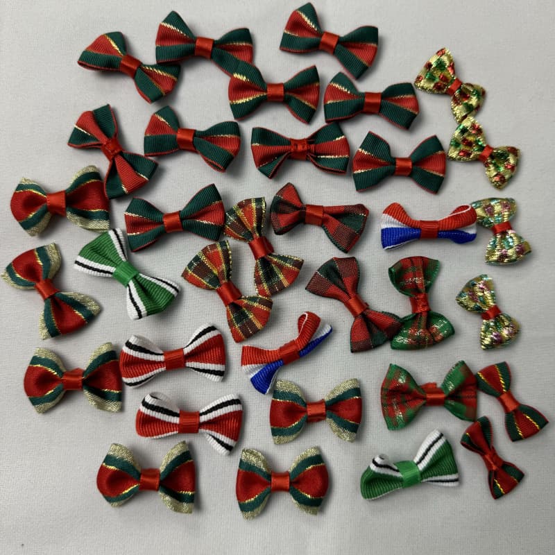 Cross-border Christmas Decoration Bow DIY Ornament Christmas Snowflake Christmas Bow Pet Head Flower Accessories Wholesale