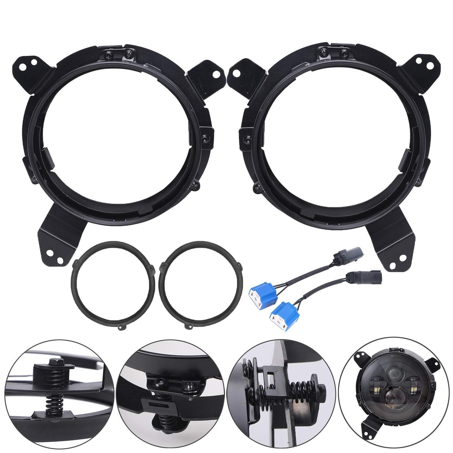 Suitable for Jeep Wrangler 7-inch Headlight Adapter Bracket Stainless Steel All-Round Adjustment Mounting Bracket