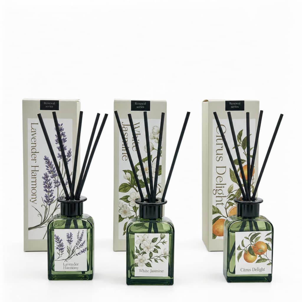 Cross-border ins style retro square bottle rattan aromatherapy floral citrus herbal fragrance fireless aromatherapy foreign trade wholesale