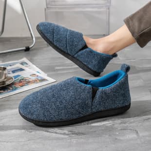 CORIFEI Solid Color Heel Men's Cotton Slippers Autumn Winter Rubber Sole Warm Shoes DS-32566