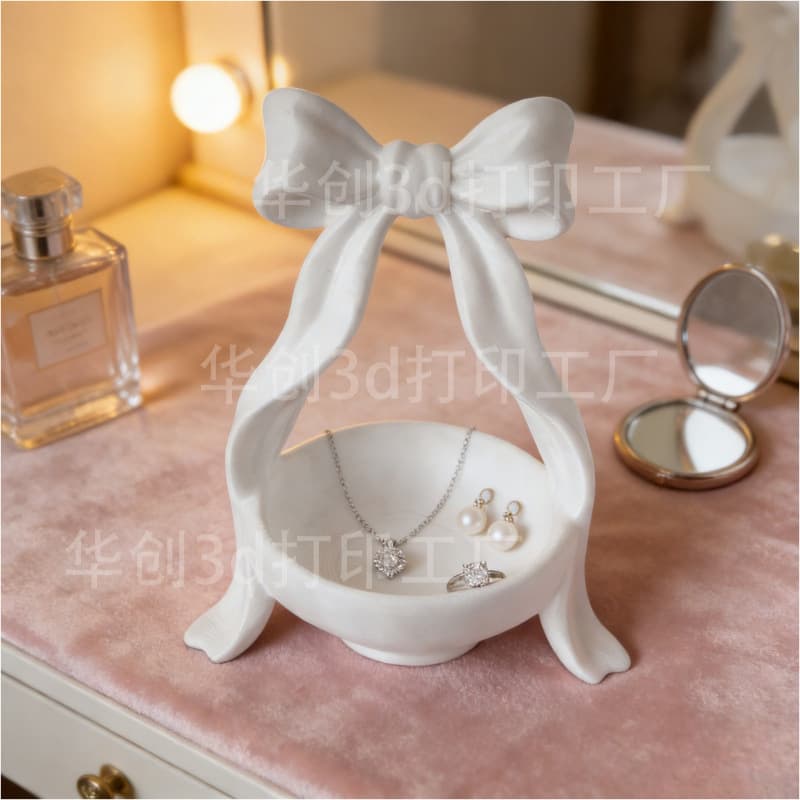 Cross-border Hot-Selling 3D Printed Bow Jewelry Storage Tray Postmodern Home Light Luxury Decorative Girly Style Storage Box