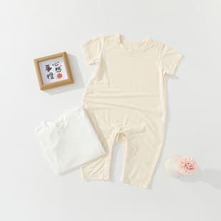 Baby Onesie Short Sleeve Long Pants Summer Thin Bamboo Fiber Newborn Baby Romper Sleepwear