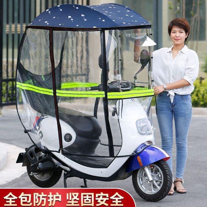 New Electric Vehicle Rain Canopy Safety Rainproof Sunproof Awning Windshield Cover for E-Bike Motorcycle Sunshade