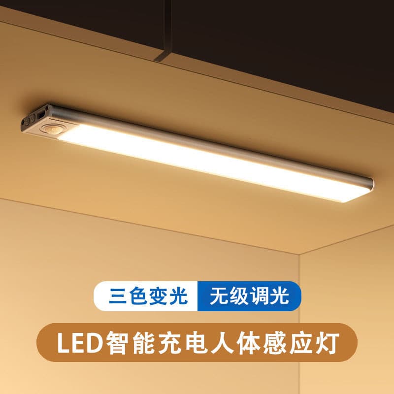 Ultra-Thin Smart Motion Sensor LED Light Bar Rechargeable Night Light Self-Adhesive Bedroom Desk Lamp Closet Light Strip