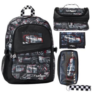 Australian Smiggle Backpack for Grades 1-6, Sports Car Large Size Pressure Relief Backpack, Multi-Function Casual Bag