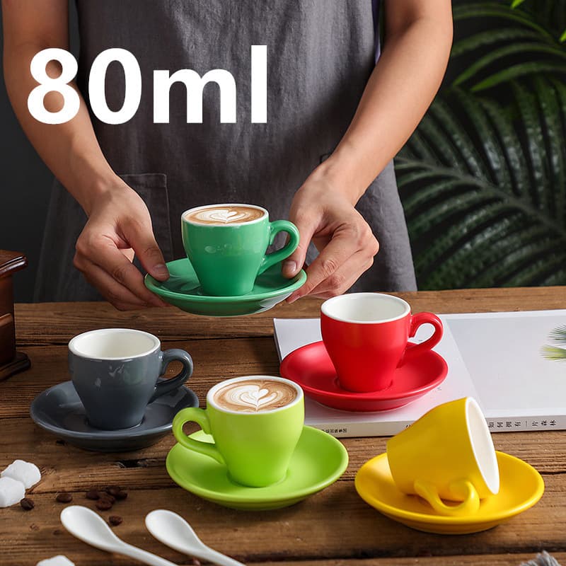 Orange Ceramic Coffee Cup Set Latte Espresso Demitasse Italian European Style Small Tea Cup with Thickened Logo