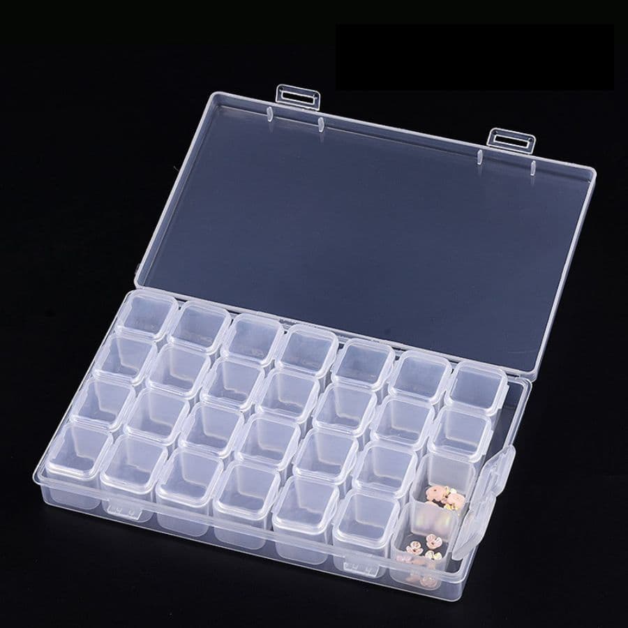 Transparent Colorful Nail Art Tool Storage Box 28 Grids Detachable Assembly Anti-fall Nail Decorations Organizer Box