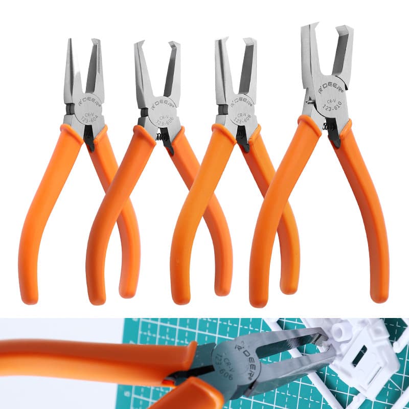 6-inch Special Shape End Cutting Pliers, Bent Nose Model Pliers, CRV Right Angle Flat Nose Pliers, Plastic Sprue Cutting Pliers