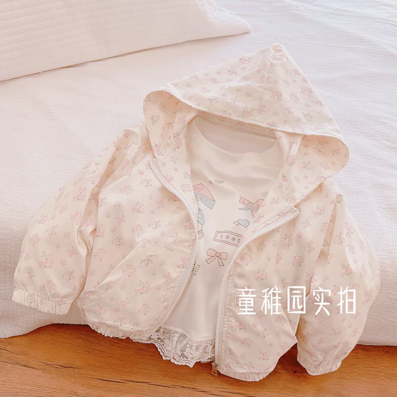 2025 New Year Spring Style Girls Coat White Floral Hooded Jacket Baby Girl Trendy Fashion Outerwear