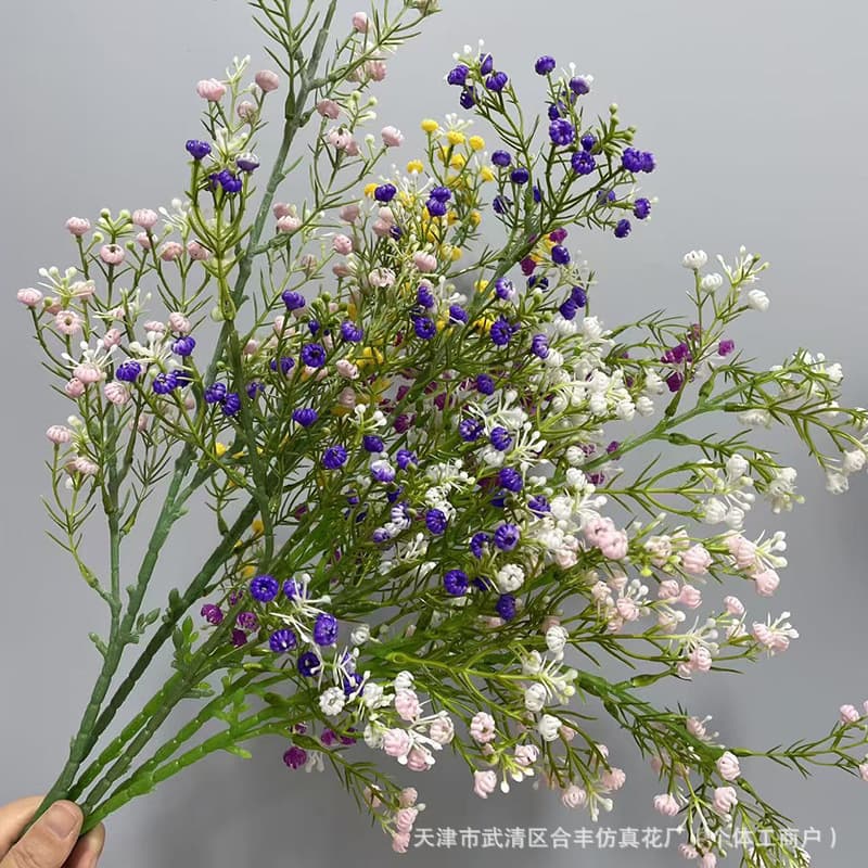 3-Branch Baby's Breath Artificial Flowers Fake Flowers Minimalist Home Decoration for Export Cross-Border Curled Edge Baby's Breath Plastic Flowers