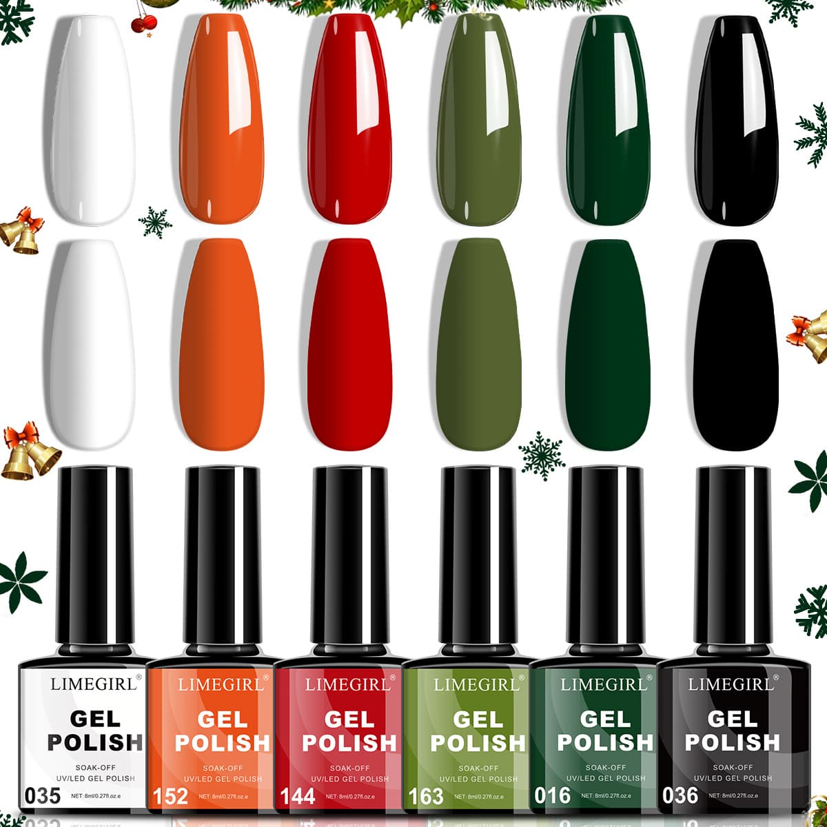Christmas Series Nail Art Kit 6 Colors Gel Polish, Festive Autumn/Winter Style, Hot-Selling Nail Gel Polish Set with Case