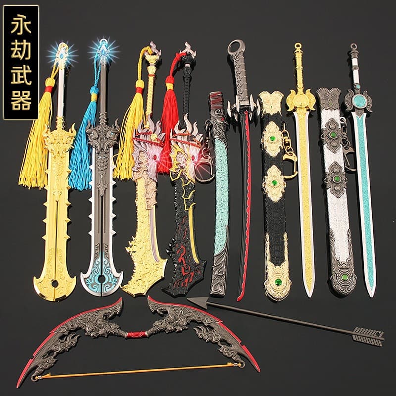 Weapon of Eternal Tribulation Broad Sword Tingtao Twilight Shadow Red Moon Dragon Arc Wolf Lord Alloy Model Toy 22cm