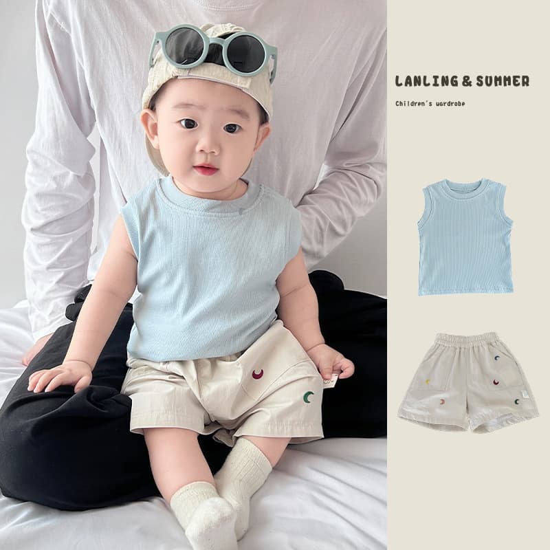 Children's Summer Vest Set, Boys' Solid Color, Thin Breathable Sleeveless Top, Versatile Casual Shorts for Infants and Toddlers